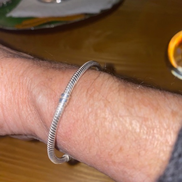 Pandora Silver Snake Chain Bracelet with 2 Spacer Charms - Picture 13 of 13